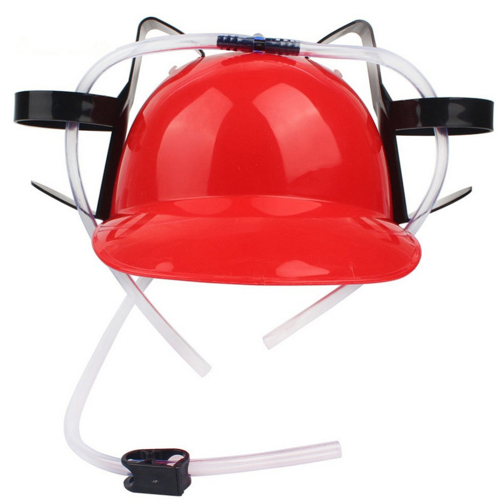 Novel Gadget Innovative Beverage Wine Helmet Cola Beer Hat With Straw