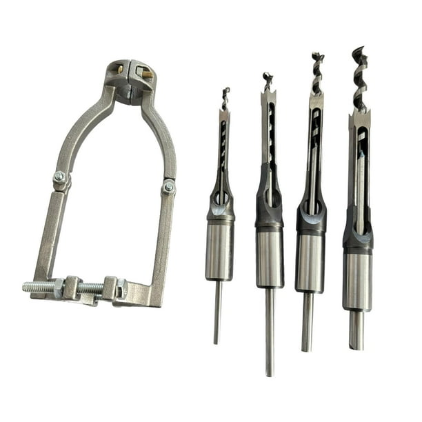Taladro para agujeros cuadrado, soporte fijo de acero con 4 taladros, carpintería duradera para máquinas perforadoras, máquina de embutir, prensa de