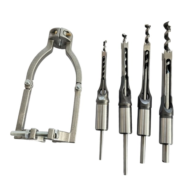 Taladro para agujeros cuadrado, soporte fijo de acero con 4 taladros, carpintería duradera para máquinas perforadoras, máquina de embutir, prensa de