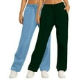 thumbnail image 2 of FAIWAD 2PC Sweat Pants for Womens Straight Legs Solid Color Sweatpants High Waisted Workout Jogger Pants, 2 of 3