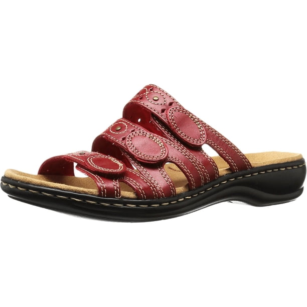 Sandalia Clarks Leisa Cacti Q Roja de Cuero con Plantilla Acolchonada Talla 9