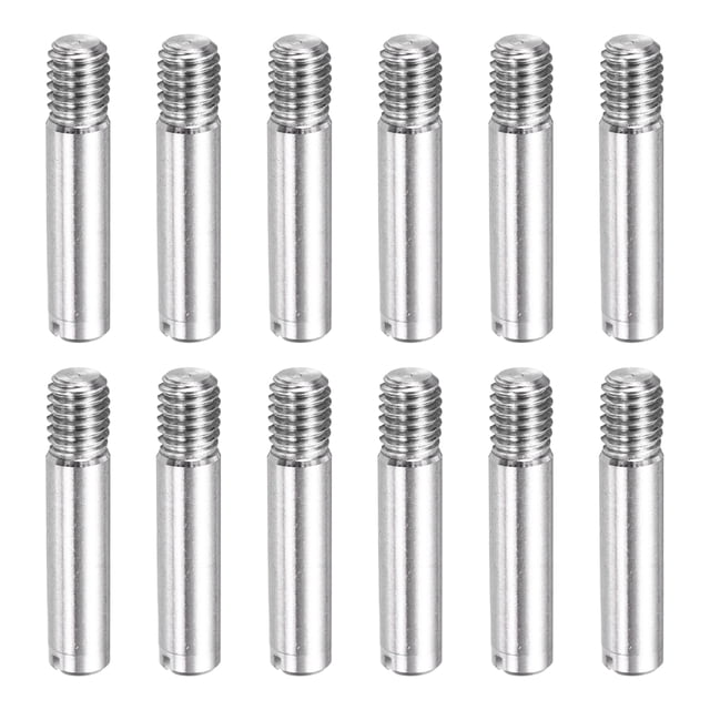 12 Pcs M6 x 25mm Slotted Cylindrical Pins, 304 Stainless Steel External Thread Locating Parallel Pins