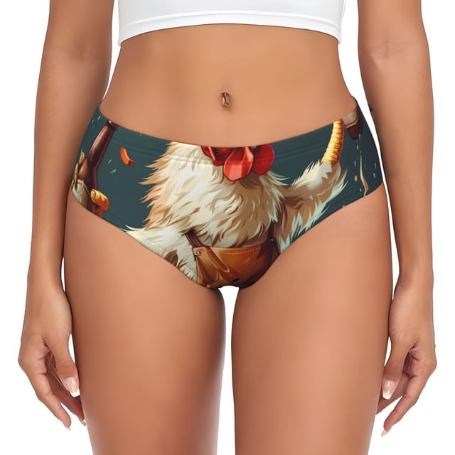 Fotbe Chef Chicken With Beer Bottles Calzones Estampados para Mujer – Ropa Interior de Algodón, Cómoda, Suave y Elástica-3X-Large