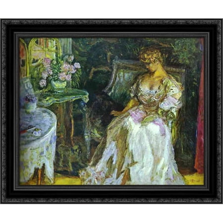 Misia 24x20 Black Ornate Wood Framed Canvas Art by Bonnard, Pierre
