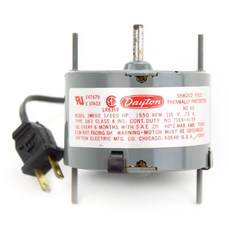 Dayton HVAC Motor,1/100 HP,1550 rpm,115V,3.3 71634159M