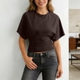 thumbnail image 6 of Cnbwig Women's Summer Tops Fashion Casual Loose Cropped Tee with Irregular Hem and Waistband Solid Color Short Sleeve Shirts Streetwear Basic Top, 6 of 6