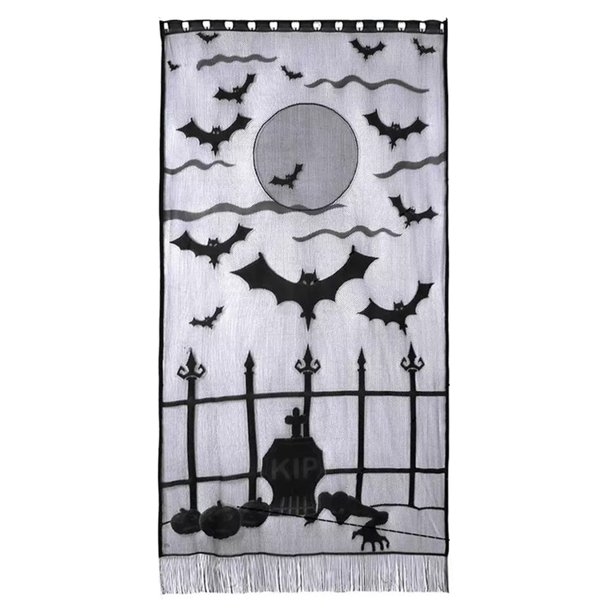 Elementos de Halloween Patrón espeluznante Cortina de puerta Encaje negro Familia Decoración de esce Abanopi Tipo 3