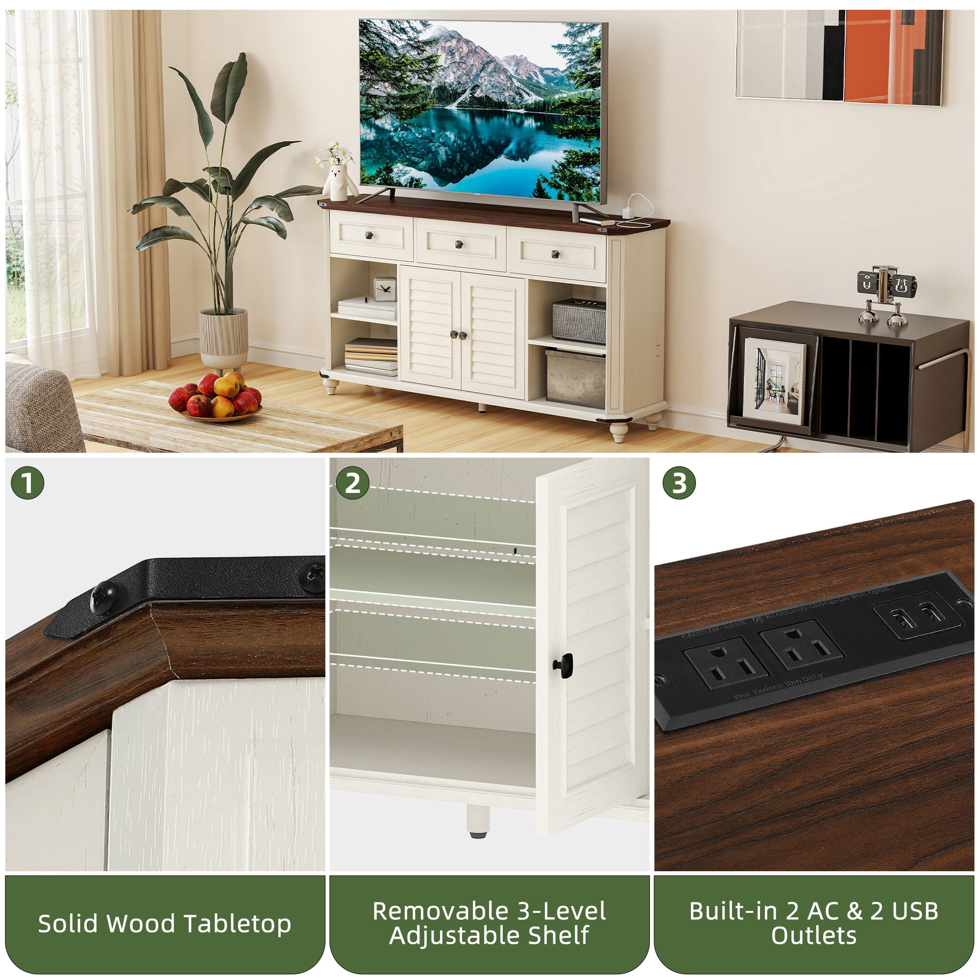 Uforic TV Stand for 65" with Drawers, Entertainment Center for Living Room,TV Media Console Cabinet