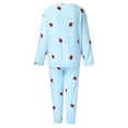 thumbnail image 6 of Arlun Womens Casual Pajamas Sets Coral Long Sleeve Crewneck Tops and Wide Leg Elastic Waist Long Pants Cute Printing Sleepwear 2 Piece Sets Sleepwear Loungewear Pjs Blue One Size, 6 of 7
