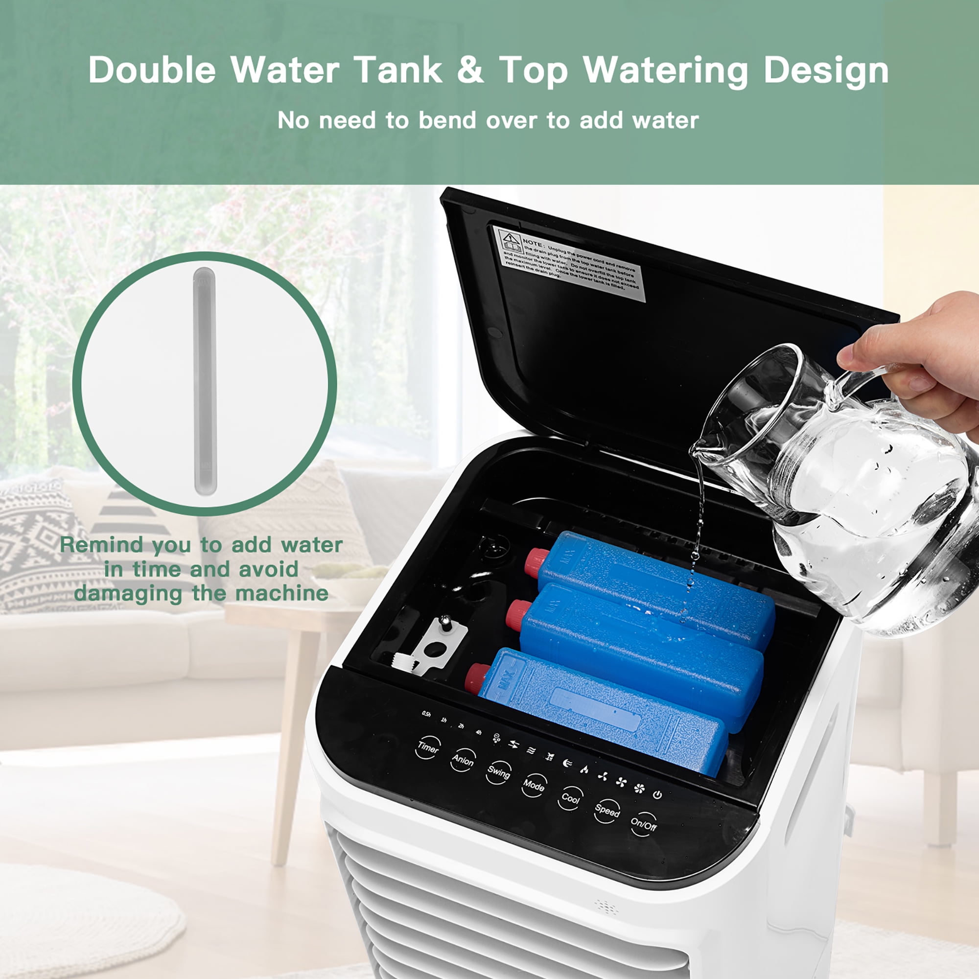 Costway 4-in-1 Portable Evaporative Air Cooler 12L Water Tank 4 Ice Boxes