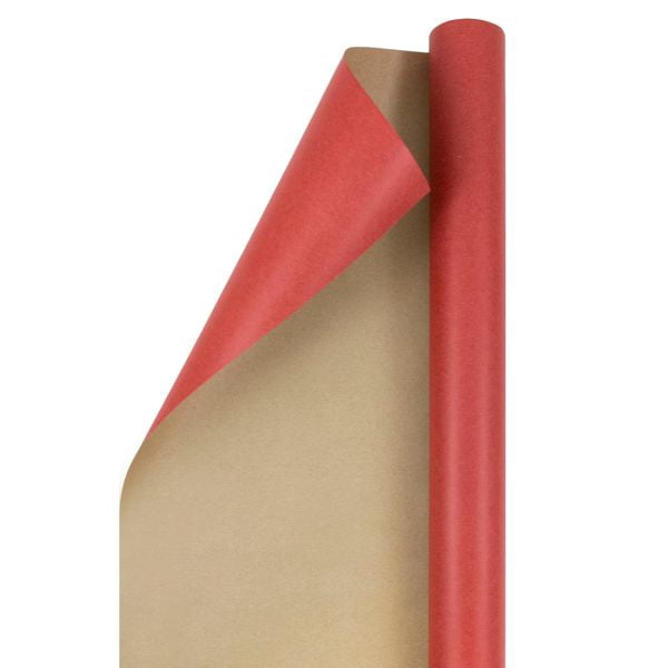 JAM Paper Kraft Wrapping Paper, 50 Sq ft Total, Red, 2 Rolls per Pack