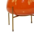 thumbnail image 6 of DecMode Modern Metal Dome Shape with X Base Stand Planter, Set of 2 8", 10"H Features Glossy Orange Finish, 6 of 14