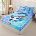 thumbnail image 2 of Castle Fairy Watercolor Mermaid Cat Zipper Queen Comforter Set with Fitted Sheet and 2 Pillowcases,Glitter Scale Seashell Pattern Zipper Bedding Set,Blue Rainbow,Reversible,4 Pieces, 2 of 6