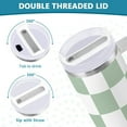 thumbnail image 5 of 30 oz Tumbler with Handle Lid and Straw Insulated Water Tumbler Stainless Steel Water Cup Mug Bottle Reusable Cup Holder Friendly Checkered Green and White, 5 of 6