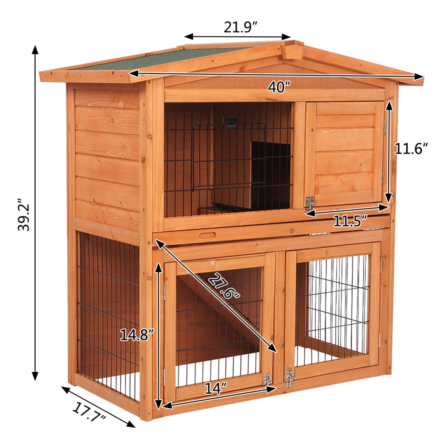 Pefilos 40" Wooden Pet Rabbit Hutch Triangle Roof Waterproof Bunny House Small Poultry Cage, Orange Pefilos 40" Wooden Pet Rabbit Hutch Triangle Roof Waterproof Bunny House Small Poultry Cage, Orange