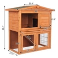 thumbnail image 2 of Pefilos 40" Wooden Pet Rabbit Hutch Triangle Roof Waterproof Bunny House Small Poultry Cage, Orange, 2 of 17