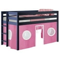 thumbnail image 3 of JACKPOT Solid Wood Low Loft Twin Bed with End Ladder/Tent in Blue/Pink/White, 3 of 6