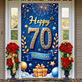 thumbnail image 5 of Golden Star Happy 70th Banner Blue Background 70th Birthday Display Firework Design Gift Box Party Backdrop for 70th Birthday Party Senior Celebration Indoor Event, 5 of 9