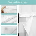 thumbnail image 5 of No Hook Shower Curtain, Black White Plaid Long Bathtub Curtains with Snap in Liner, Spring Farmhouse Buffalo Checkered Waterproof Washable Fabric Shower Curtain Set, 72"W x 84"L, 5 of 9