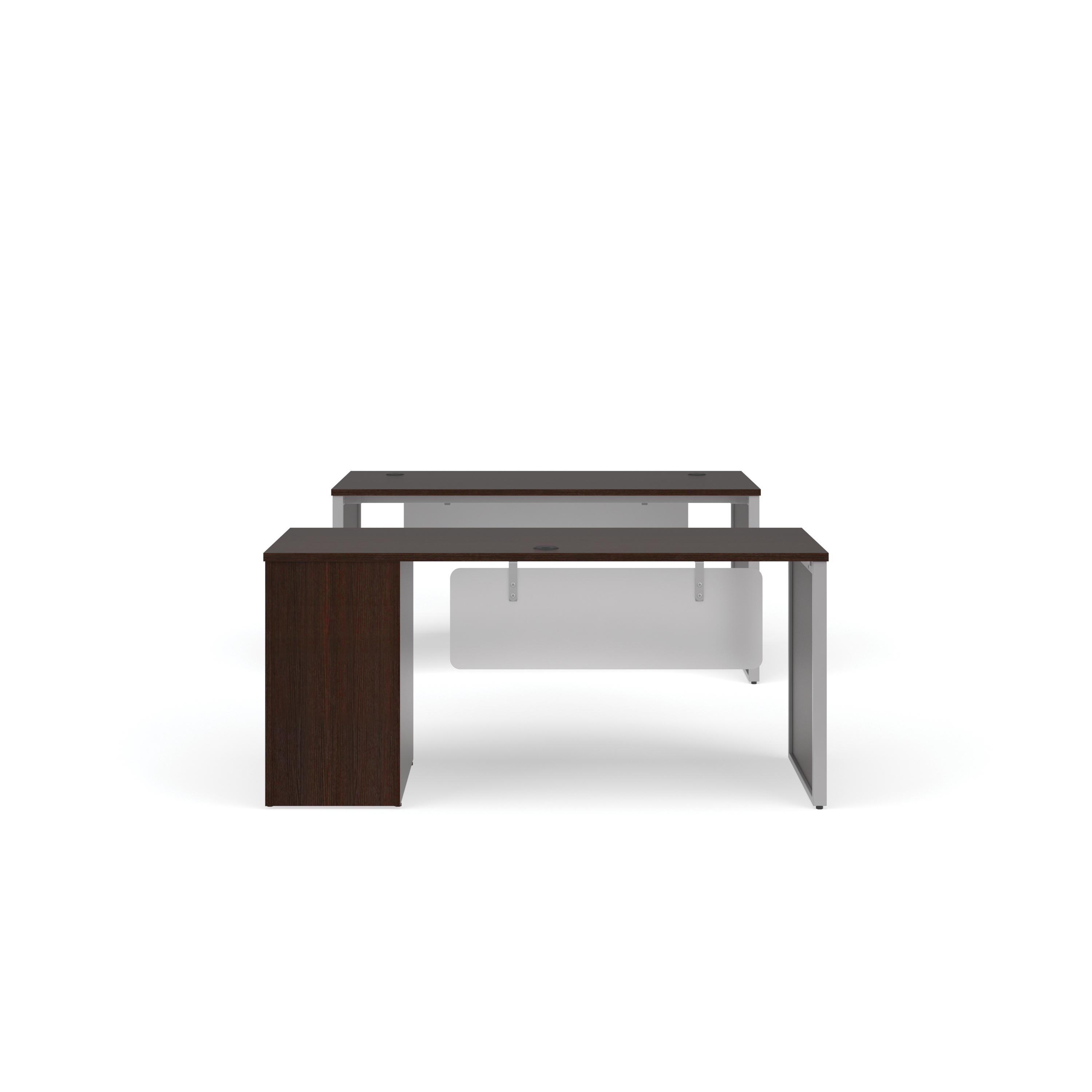 OFM Fulcrum Series Office Furniture Set, 66" Table Desk, 66" Credenza, Filing Cabinet, Modesty Panel, Leg Panels, in Espresso