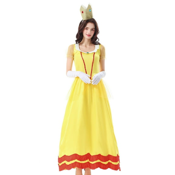 SWSMCLT Women's Aline Halloween 3 Piece Outfit Acting Halloween Dresses Ankle Dress Breathable Chic Cos Carnival Yellow 10-12