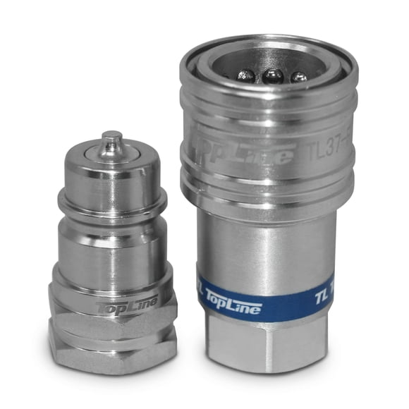 1/2" NPT Thread Ag Quick Connect Hydraulic ISO5675 - Poppet Style Coupler Coupling 1/2" body size Tractor Bobcat Skid Steer Loaders w/Dust Caps TL37