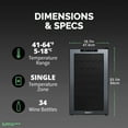 thumbnail image 5 of Luma Shadow Series Wine Cooler Refrigerator 34 Bottle, Freestanding Mirrored Wine Fridge with Double-Layer Tempered Glass Door & Compressor Cooling for Reds, Whites, and Sparkling Wine, 5 of 13
