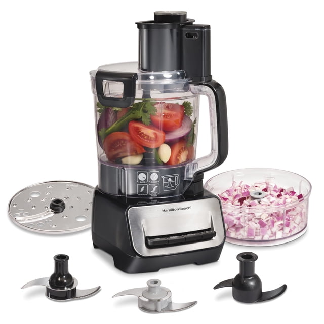 Hamilton Beach Stack & Snap Food Processor and Vegetable Chopper, Stainless Steel Blades, 14 Cup + 4-Cup Mini Bowls, 3-Speed 500 Watt Motor, Black (7