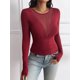 thumbnail image 5 of Camisas Ajustadas de Larga de con Cuello en V Profundo para Mujer, Moda Y2K 2025 Vino Tinto S, 5 of 10