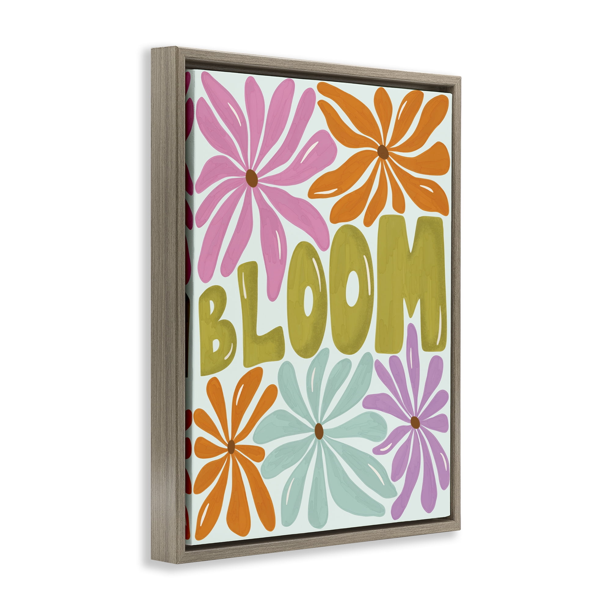 Stupell Industries Bloom Floral Energy Plants & Flowers Painting Brown Floater Framed Canvas Art Print Wall Art, 25 x 31