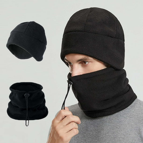 Sombreros para hombre y mujer, unisex, ajustables, de forro polar, bufanda, resistentes al viento, conjunto de dos piezas, de poliéster.