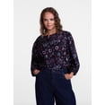 thumbnail image 2 of Scenario Women's and Women's Plus Blouse with 3/4-Length Puff Sleeves, Sizes XS-4X, 2 of 6