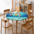 thumbnail image 4 of Bright Sunshine Through Deep Blue Sea Round Fitted Tablecloth with Flannel Backing Elastic Table Cloth Waterproof Oil-Proof Plastic Table Cover Table Up 40"-54" Diameter), 4 of 5