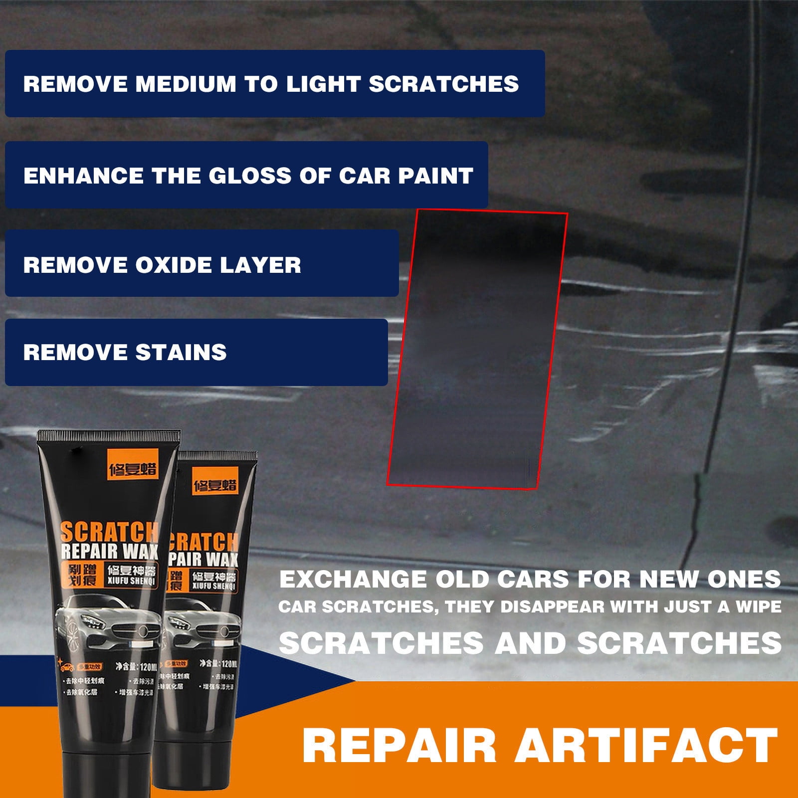 Cadorn Car Scratch Repair Paste - All - in - One Car Maintenance & Refurbishment Kit - Scratch Polishing & Paint Repair Paste with Cloth & Sponge
