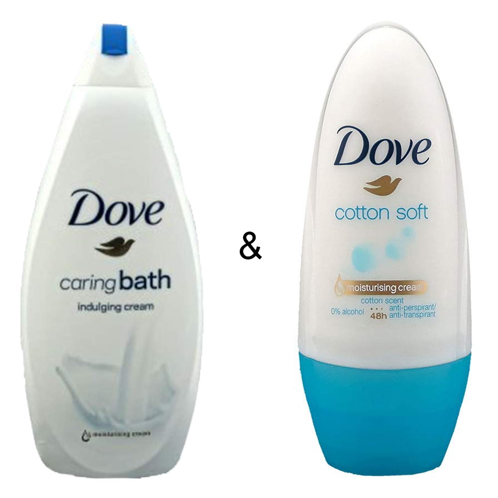 Caring Bath Indulging Cream 750 by Dove & Roll-on Stick Cotton Soft 50 ml by Dove
