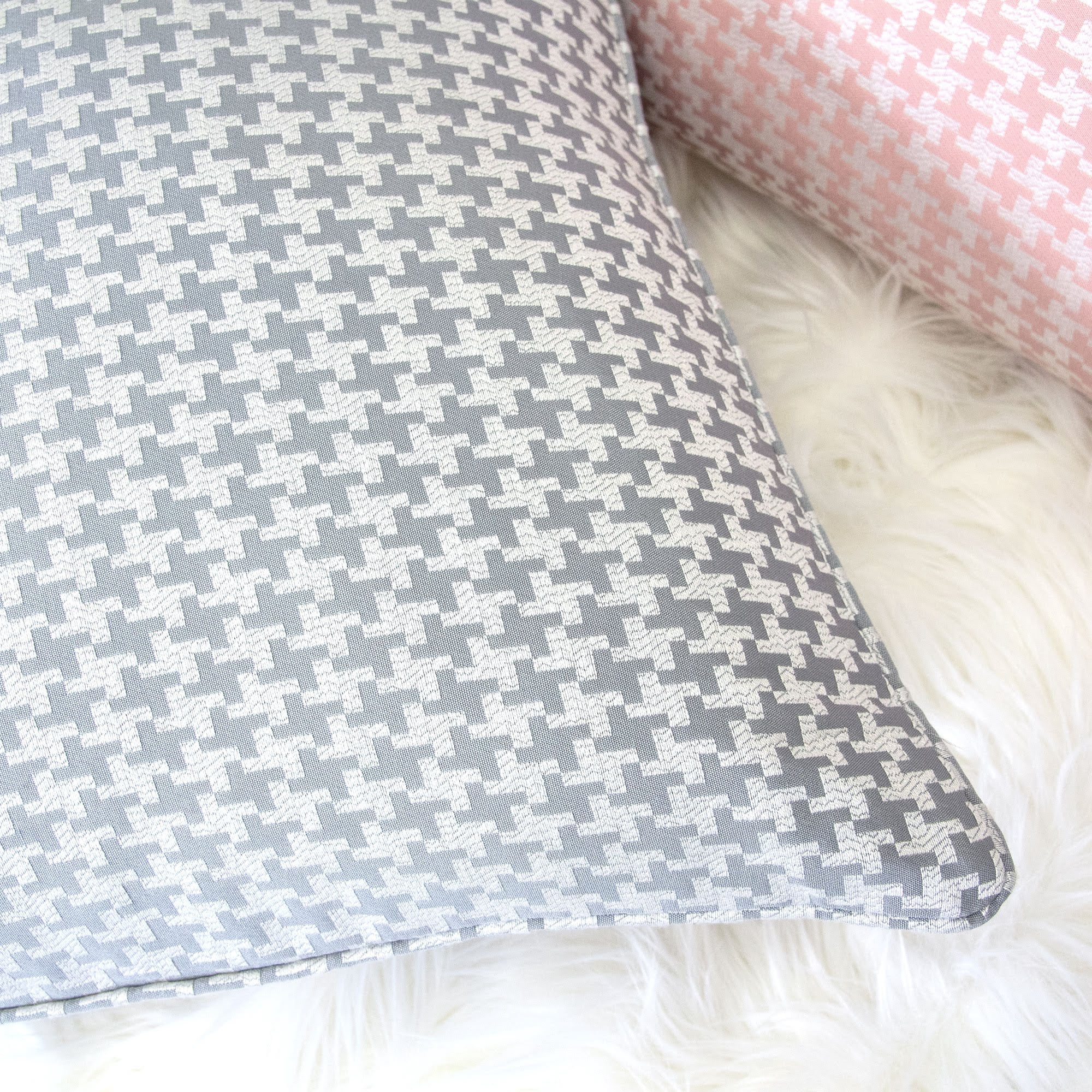 Makayla Silver Geometric Polyester 20 in. x 20 in. Throw Pillow