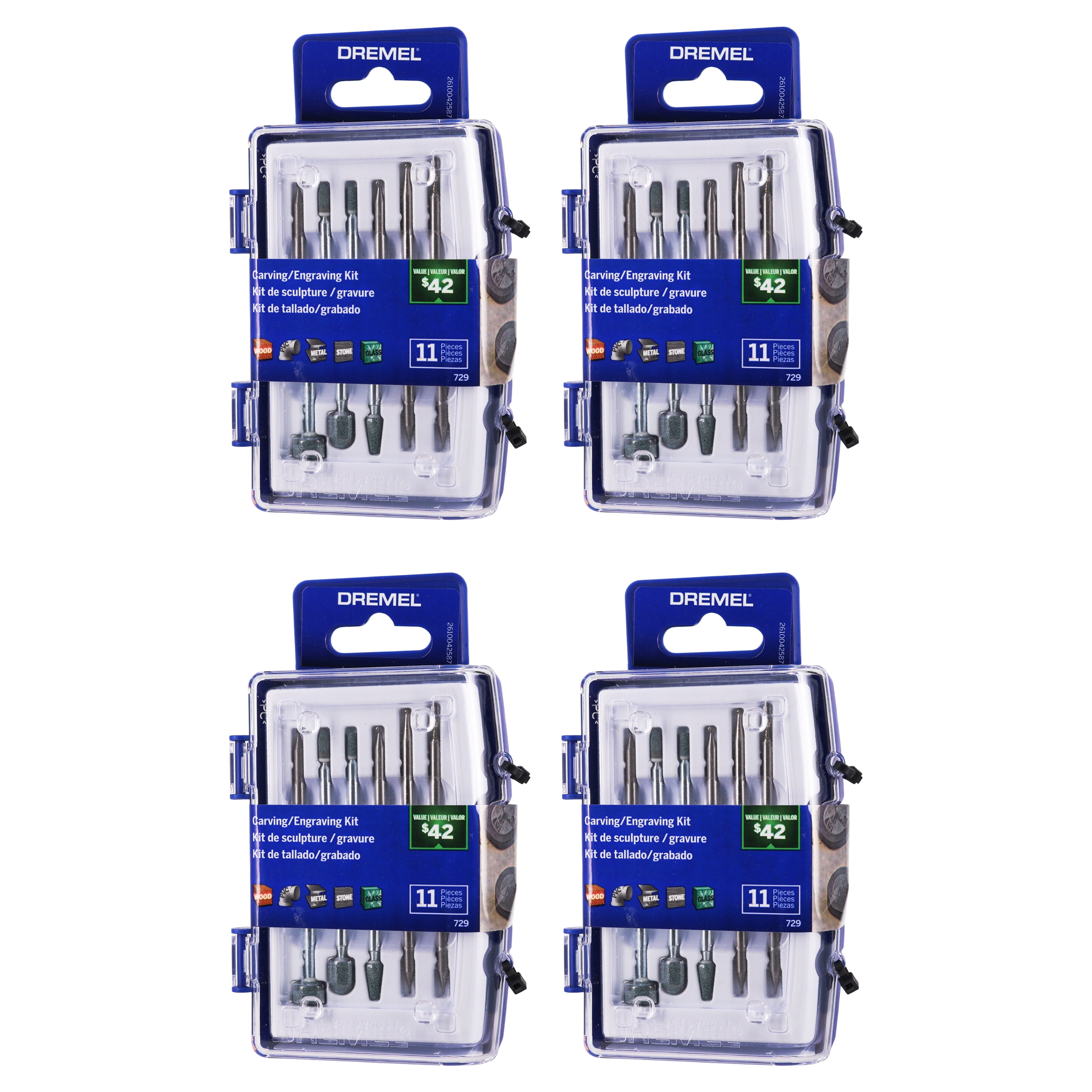 Dremel 729-01 Carving Engraving Kit for Rotary Tools 100, 200, 3000 (4-Pack)