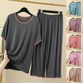 thumbnail image 3 of MaFYtyTPR Womens Big and Tall Pajama Sets Women's Thin Pajamas Loose Casual Ice Silk Short Sleeved Capris Home Clothing Set Dark Gray XXL, 3 of 4