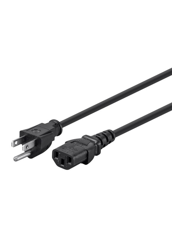 Monoprice 3-Prong Power Cord - 3 Feet - Black | NEMA 5-15P to IEC 60320 C13, 18AWG, 10A, 125V