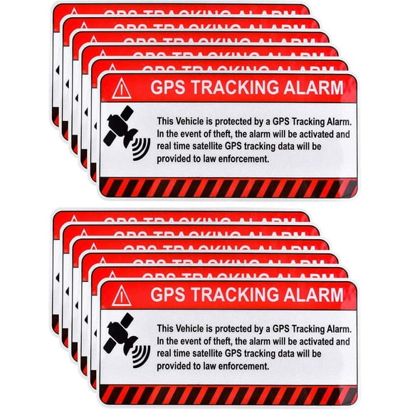 BZUEPRS 12Pcs GPS Tracking Warning Signs Anti-Theft Car Window Stickers Self-Adhesive Stickers Electrostatic Adhesive Stickers Suitable for GPS Safety Markings on such as Cars Motorcycles Bicycles