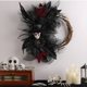 thumbnail image 1 of Hogar y cocina, Decoración del hogar, Corona de calavera con sombrero bombín para Halloween, simulación de ramas muertas, ratán, para colgar en la puerta, decoración para fiestas de Halloween, anillo, 1 of 6