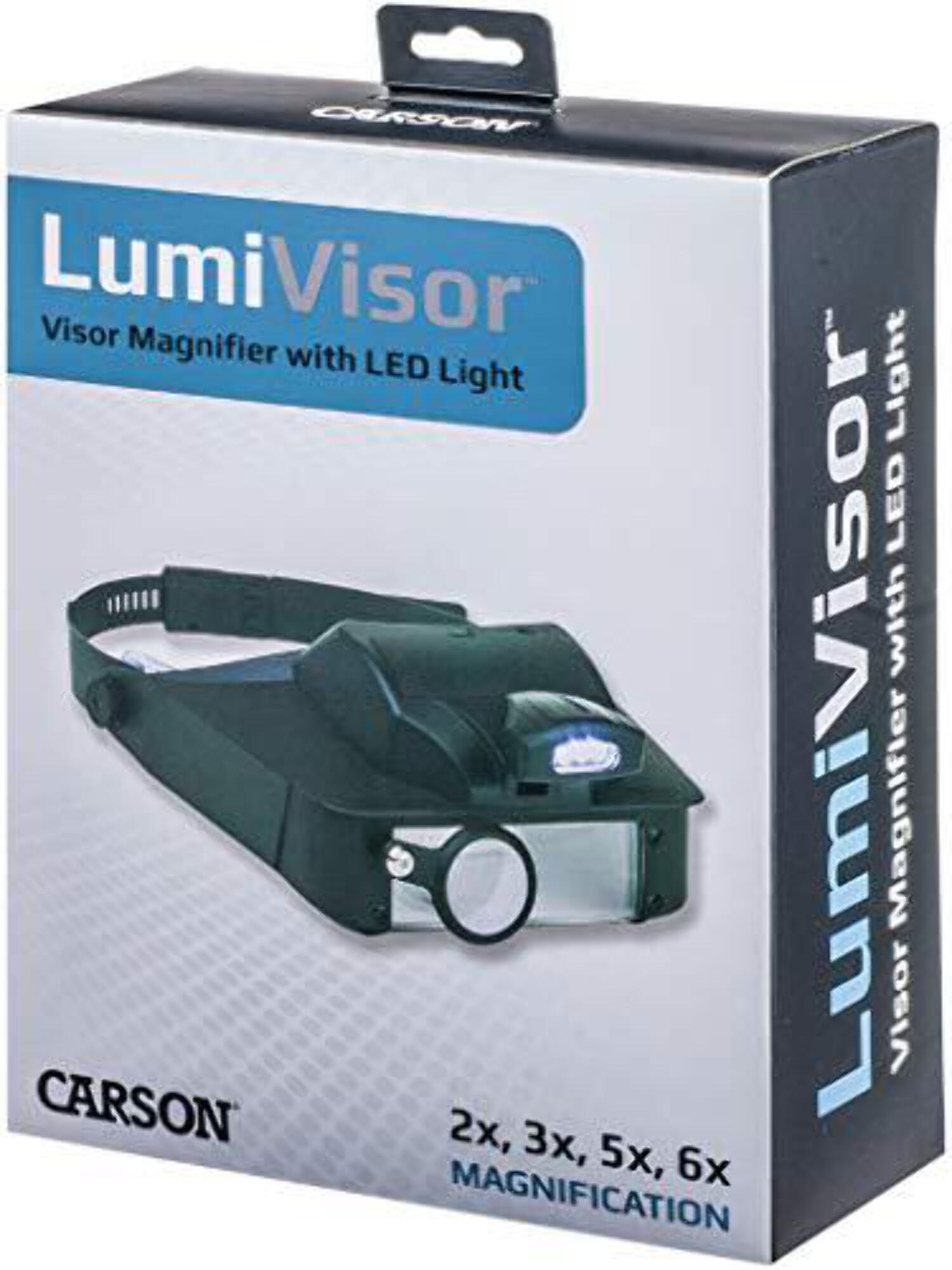 Carson LumiVisor LED Lit Head Visor Magnifier 2x/3x/5x/6x Magnifying Glass (LV-10)
