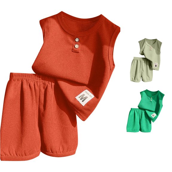 Shachafan Boys Vest Summer Sleeveless Outfit Casual Solid Shorts Toddler Kids Jacket Boy