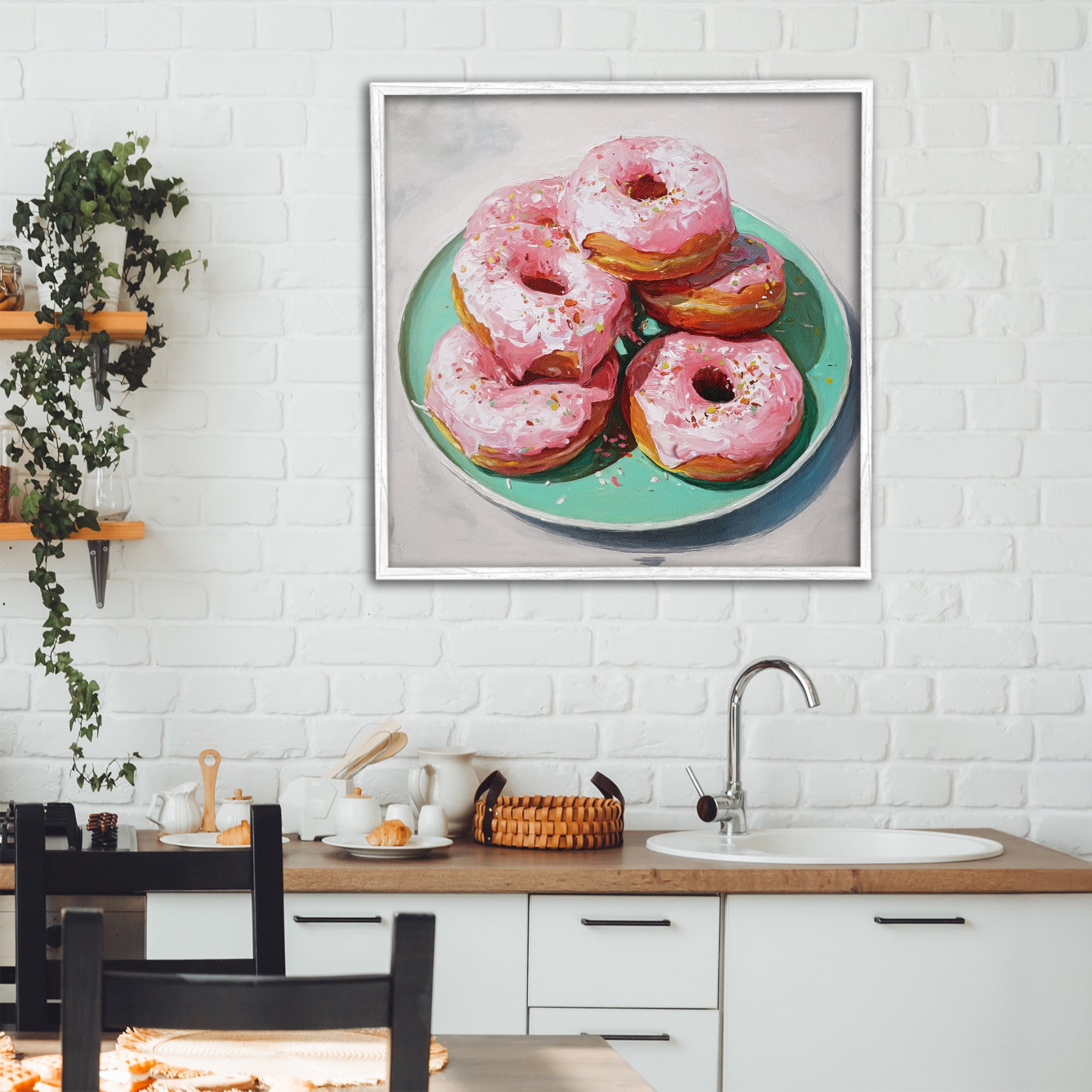 Stupell Industries Pink Frosted Donuts White Framed Giclee Art, design by Tina LeCour