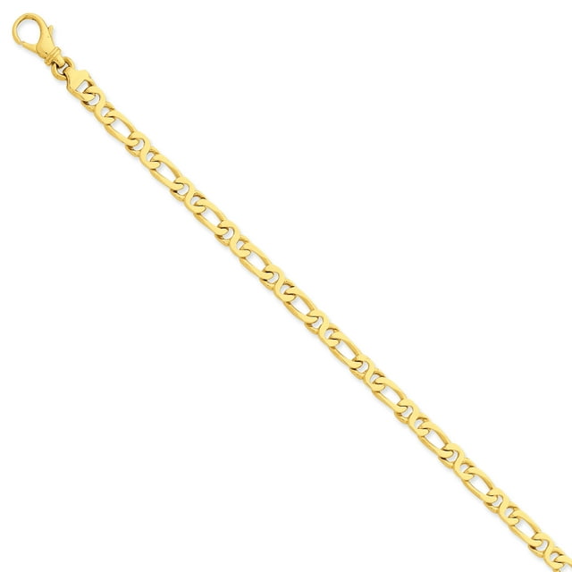 14k Yellow Gold 7 Inch 4.8mm Hand Link Chain Bracelet Fancy H