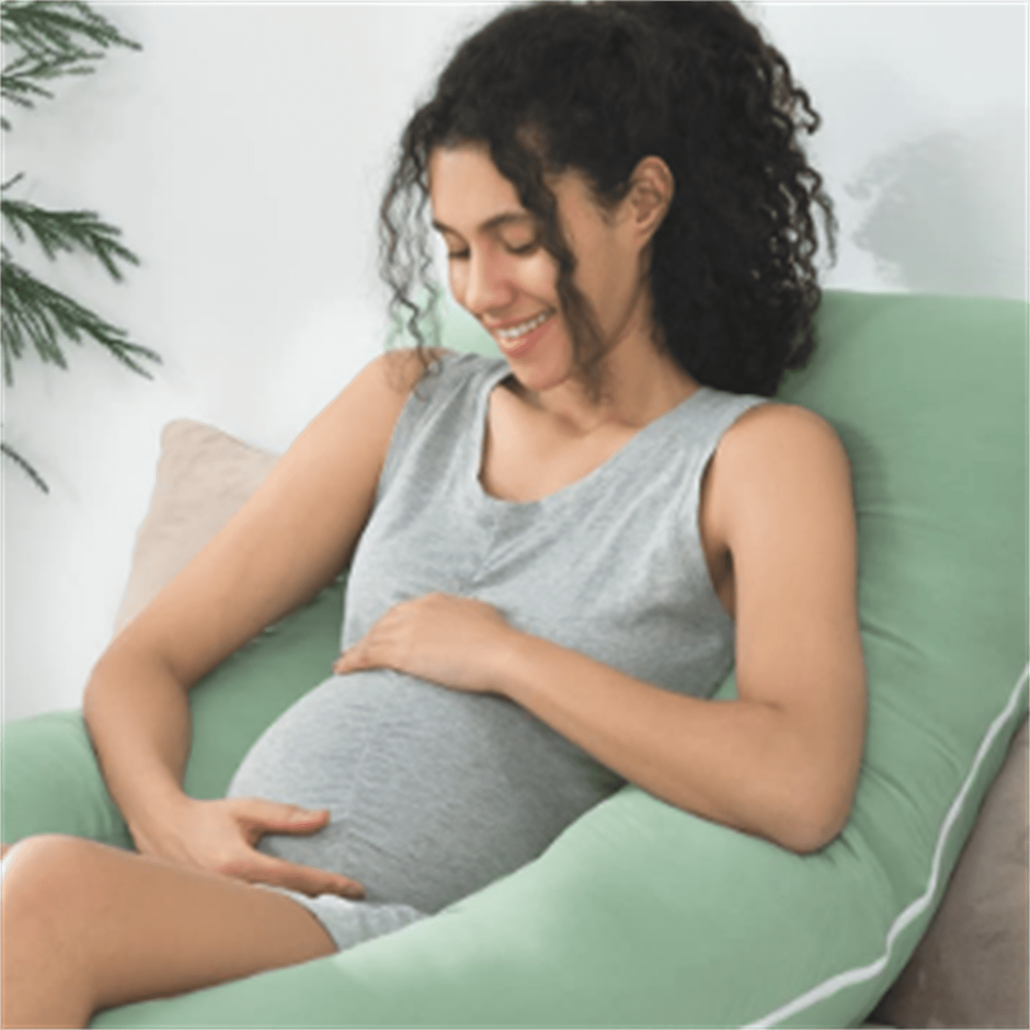 Cooling Pregnancy Pillows, U Shaped Full Body Maternity Pillow for Pregnant Support, Rayon Derived from Bamboo, Buttery Soft, Super Breathable for Hot Sleeper, Green