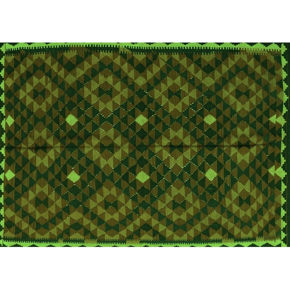 Ahgly Company Indoor Rectangle Oriental Green Traditional Area Rugs, 5' x 8'