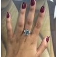 thumbnail image 2 of Bluebelljewels 14K White Gold Finish Silver Lab Created Aquamarine Cocktail Ring For Gift, 2 of 3