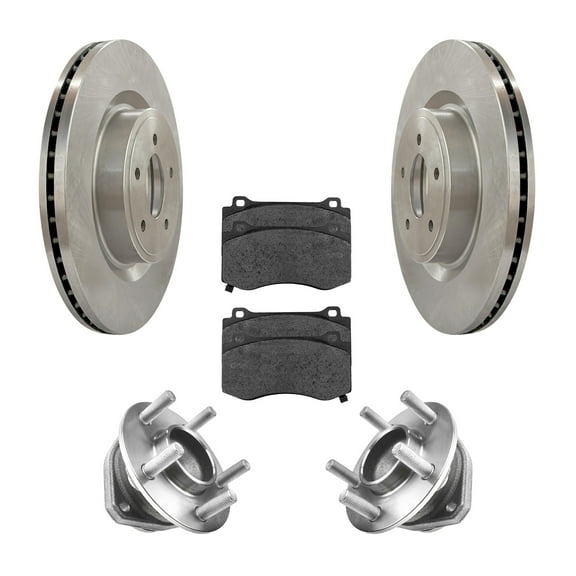 AutoShack Front Brake Rotors Ceramic Brake Pads Wheel Bearing Hub Assembly | Replacement for 2014 2018 2021-2023 Dodge Challenger 2017-2019 2022 Charger 2023 Chrysler 300 V8 RWD | 8-PC Brake Kit