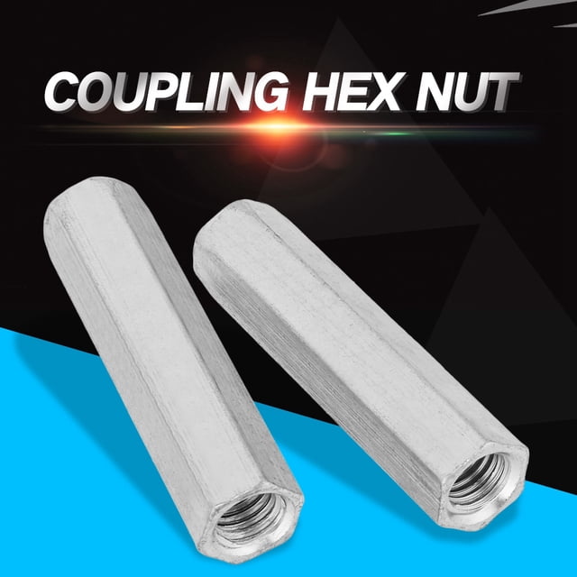 Écrou Hexagonal Couplé, 2 Pcs Écrou Hexagonal en Acier Plaqué Zinc Fil Hexagonal Haute Performance
